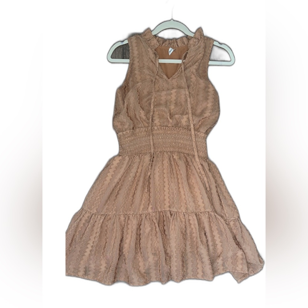 Chic Tan Sleeveless Women's Casual Dress